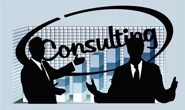 Stock illustration of two consultants consulting